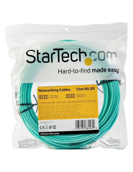 Cable de 1m de Fibra Óptica Multimodo LC/UPC a LC/UPC OM4 - 50/125µm - Fibra LOMMF/VCSEL - Redes de 100G - Cable LSZH - Baja Pé